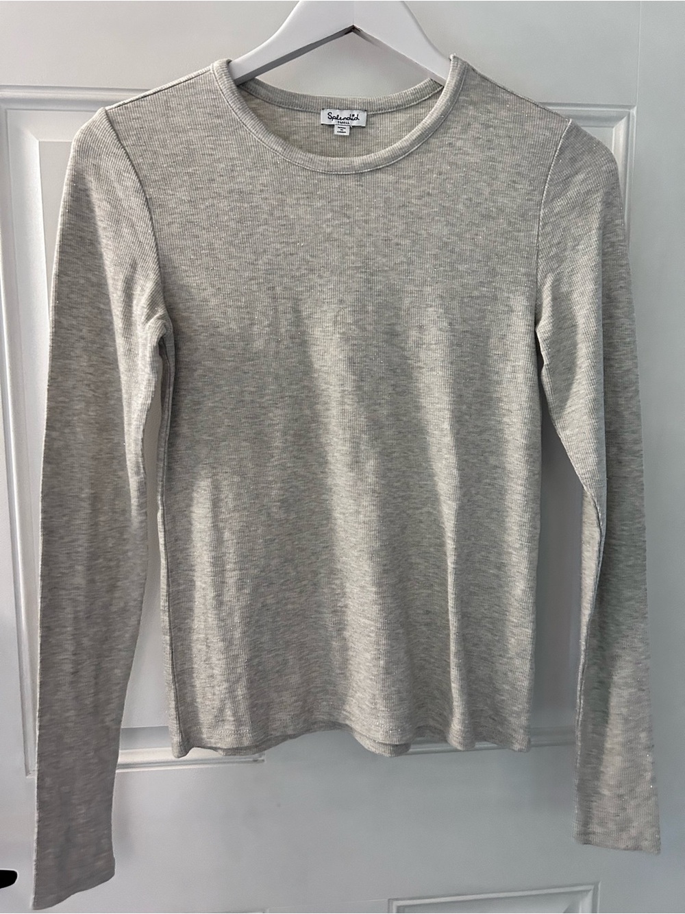 Splendid Light Heather Gray Long Sleeve Crewneck Top